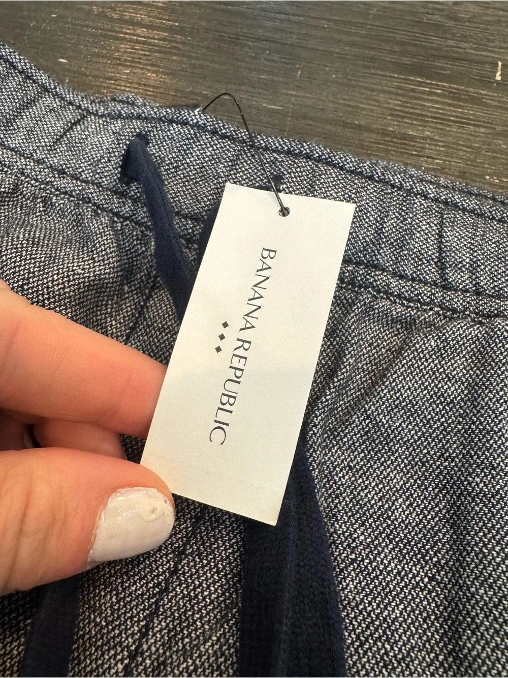 Banana Republic M Tall NWT Gray/Navy drawstring shorts